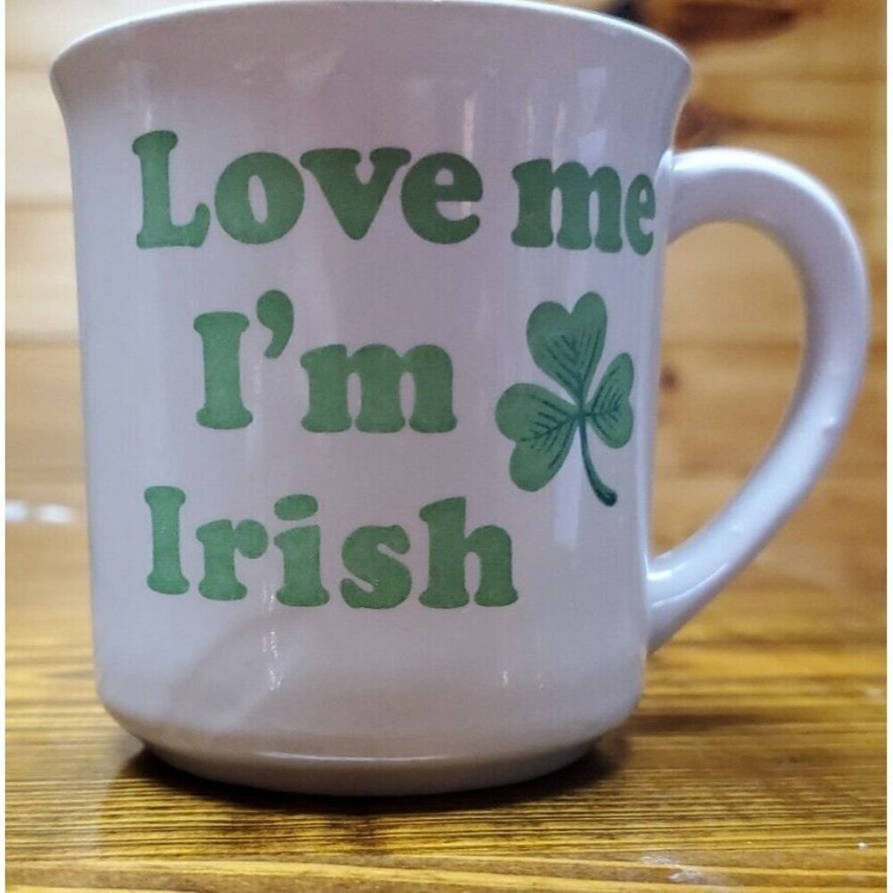 Love Me I’m Irish Coffee Cup Mug White Green St Patty's Patrick’s Day